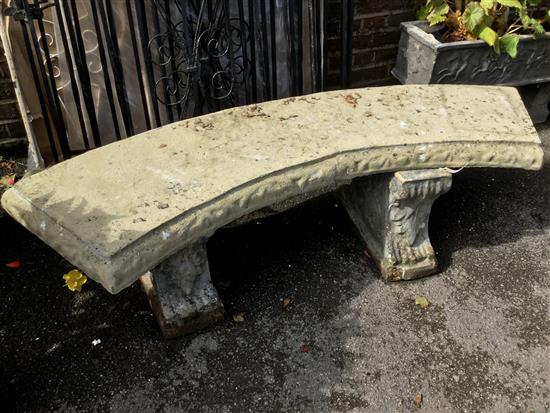 Roman style reconstituted concave fronted garden bench